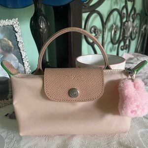 Longchamp Le Pliage pouch with handle Cherry Blossom Pink